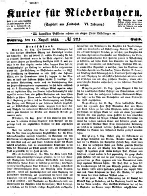Kurier für Niederbayern Sonntag 14. August 1853