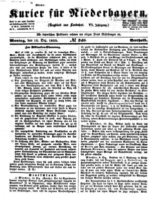 Kurier für Niederbayern Montag 12. Dezember 1853