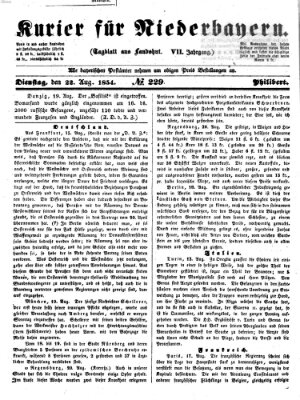 Kurier für Niederbayern Dienstag 22. August 1854