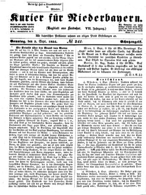 Kurier für Niederbayern Sonntag 3. September 1854