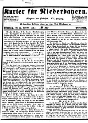 Kurier für Niederbayern Sonntag 19. November 1854