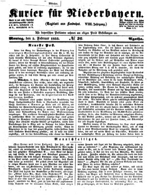 Kurier für Niederbayern Montag 5. Februar 1855