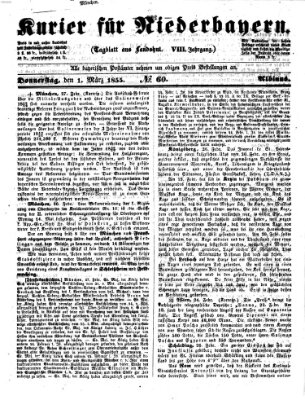 Kurier für Niederbayern Donnerstag 1. März 1855