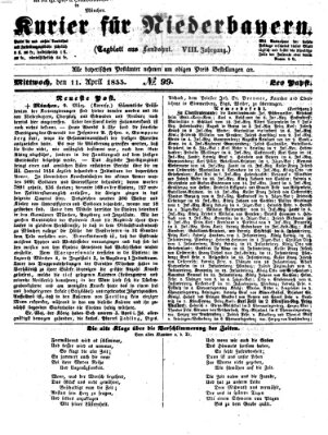 Kurier für Niederbayern Mittwoch 11. April 1855