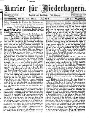 Kurier für Niederbayern Donnerstag 13. Dezember 1855