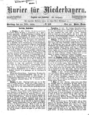 Kurier für Niederbayern Freitag 22. Februar 1856