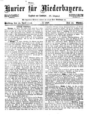 Kurier für Niederbayern Freitag 18. April 1856