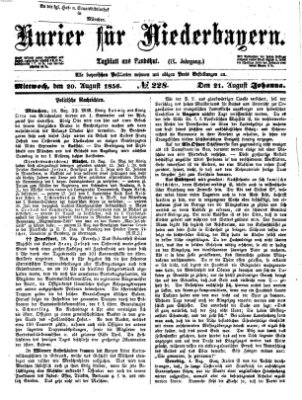 Kurier für Niederbayern Mittwoch 20. August 1856