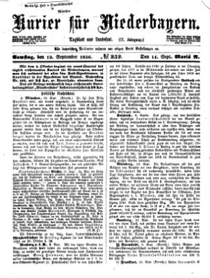 Kurier für Niederbayern Samstag 13. September 1856