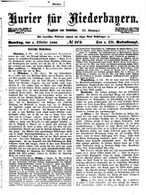 Kurier für Niederbayern Samstag 4. Oktober 1856