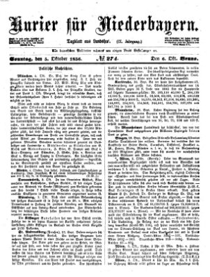 Kurier für Niederbayern Sonntag 5. Oktober 1856
