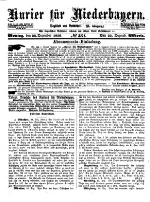 Kurier für Niederbayern Montag 22. Dezember 1856