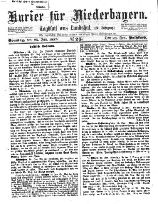 Kurier für Niederbayern Sonntag 25. Januar 1857