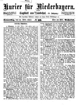 Kurier für Niederbayern Donnerstag 19. Februar 1857