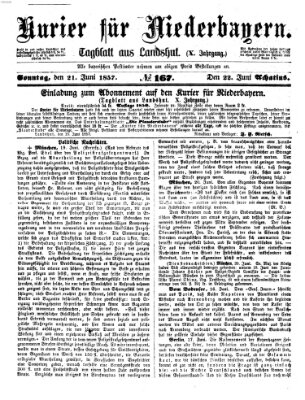 Kurier für Niederbayern Sonntag 21. Juni 1857
