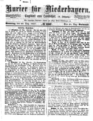 Kurier für Niederbayern Sonntag 30. August 1857
