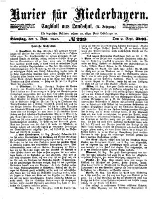 Kurier für Niederbayern Dienstag 1. September 1857