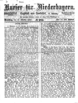 Kurier für Niederbayern Samstag 17. Oktober 1857