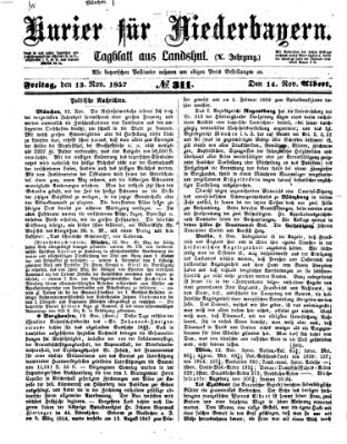 Kurier für Niederbayern Freitag 13. November 1857