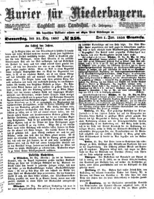 Kurier für Niederbayern Donnerstag 31. Dezember 1857