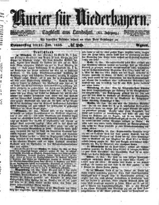 Kurier für Niederbayern Donnerstag 21. Januar 1858