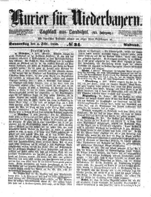 Kurier für Niederbayern Donnerstag 4. Februar 1858
