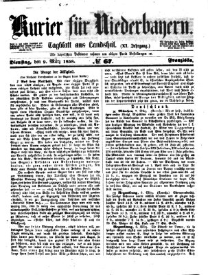 Kurier für Niederbayern Dienstag 9. März 1858