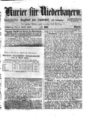 Kurier für Niederbayern Dienstag 6. April 1858