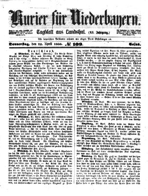 Kurier für Niederbayern Donnerstag 22. April 1858
