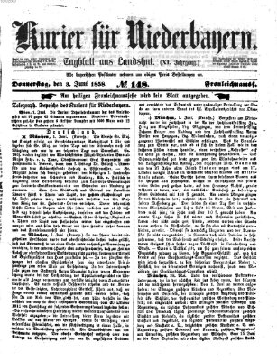 Kurier für Niederbayern Donnerstag 3. Juni 1858