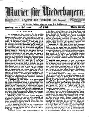 Kurier für Niederbayern Freitag 2. Juli 1858