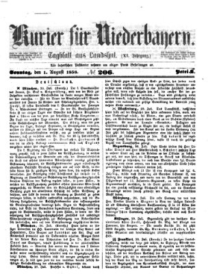 Kurier für Niederbayern Sonntag 1. August 1858