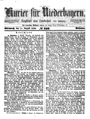 Kurier für Niederbayern Mittwoch 11. August 1858
