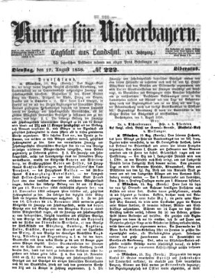 Kurier für Niederbayern Dienstag 17. August 1858