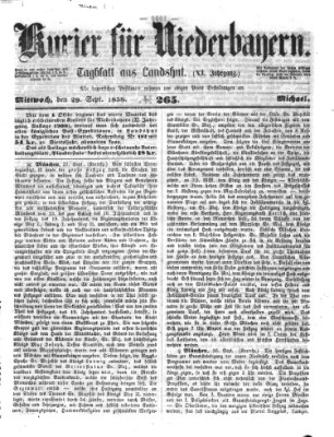 Kurier für Niederbayern Mittwoch 29. September 1858