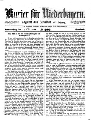 Kurier für Niederbayern Donnerstag 14. Oktober 1858