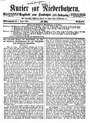 Kurier für Niederbayern Mittwoch 3. April 1861