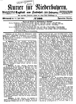 Kurier für Niederbayern Mittwoch 31. Juli 1861