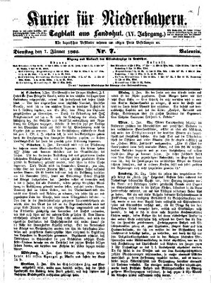 Kurier für Niederbayern Dienstag 7. Januar 1862