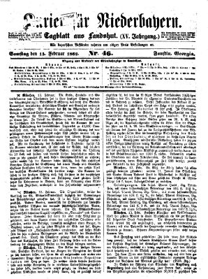 Kurier für Niederbayern Samstag 15. Februar 1862
