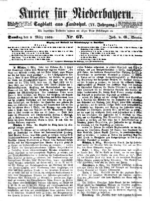 Kurier für Niederbayern Samstag 8. März 1862