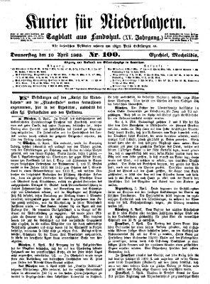 Kurier für Niederbayern Donnerstag 10. April 1862