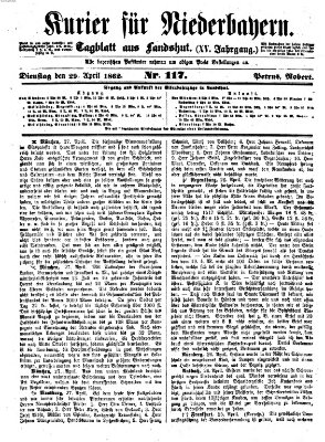 Kurier für Niederbayern Dienstag 29. April 1862