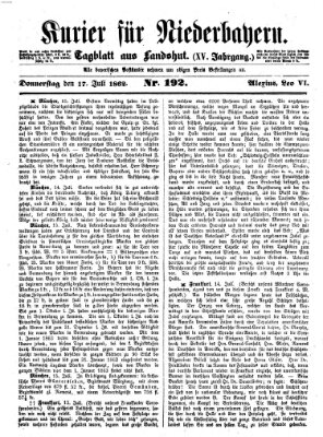 Kurier für Niederbayern Donnerstag 17. Juli 1862
