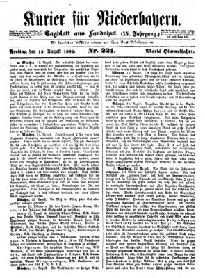 Kurier für Niederbayern Freitag 15. August 1862