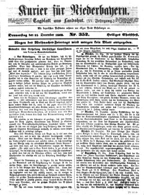 Kurier für Niederbayern Donnerstag 25. Dezember 1862
