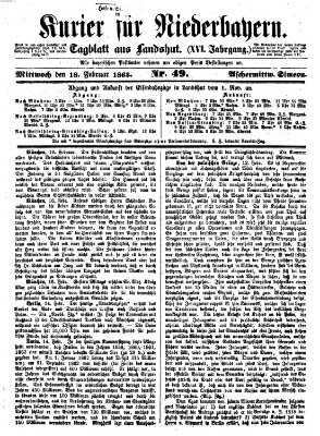 Kurier für Niederbayern Mittwoch 18. Februar 1863