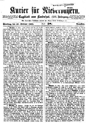 Kurier für Niederbayern Freitag 27. Februar 1863