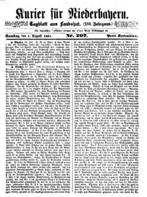 Kurier für Niederbayern Samstag 1. August 1863