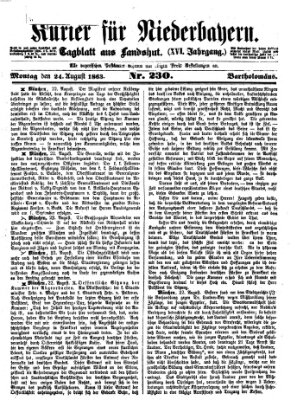 Kurier für Niederbayern Montag 24. August 1863